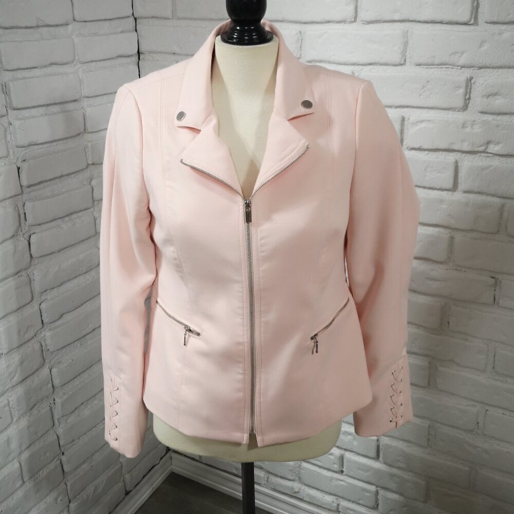 Cleo Ladies Size 6 Light Pink Full Zip Fully Lined Blazer w/ Braided Accents